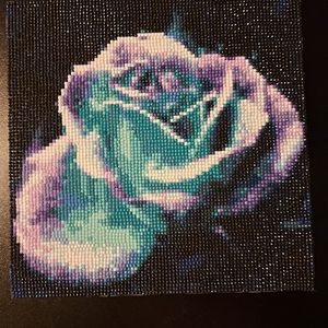 Finished blue rose diamond painting